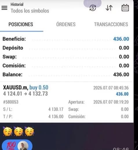 Captura de resultado de un alumno de MB Trading